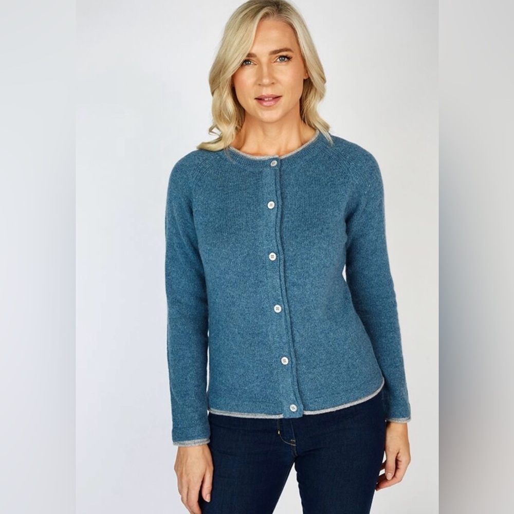 Blue Women's wool Cardigan handmade